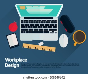 Workplace. flat design. vector illustration