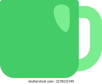 Workplace green mug, illustration, vector on a white background.
