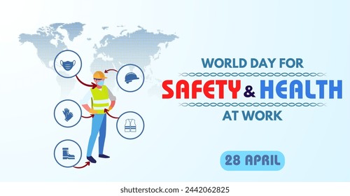 Workplace Guardians: World Day for Safety and Health Through the Lens. Campaign or celebration banner