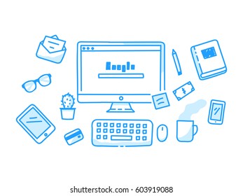 Workplace hand drawn illustration
