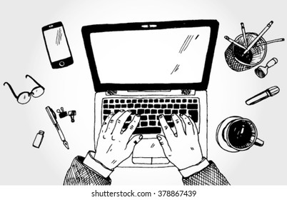 Workplace with Hands