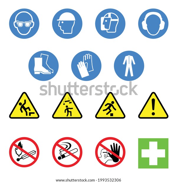 Workplace Hazard Warning Signs Workplace Safety Stock Vector (Royalty ...