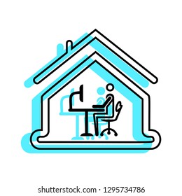 Workplace in the home - linear fill icon vector