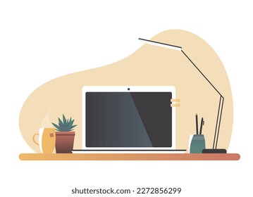 Workplace at home in the office. No People	
