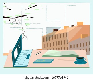 Workplace at home on the table