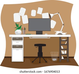 workplace at home, vector graphics