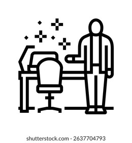 workplace hygiene employee health line icon vector. workplace hygiene employee health sign. isolated contour symbol black illustration