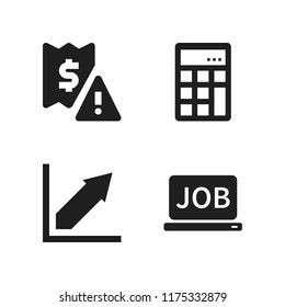 workplace icon. 4 workplace vector icons set. graphic, calculator and laptop job icons for web and design about workplace theme
