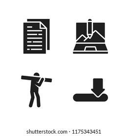 workplace icon. 4 workplace vector icons set. document, laptop and window scrolling right icons for web and design about workplace theme