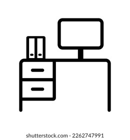 Workplace Icon. Cleaning Table Desk Linear Icon. Thin Line Illustration. Editable Stroke.