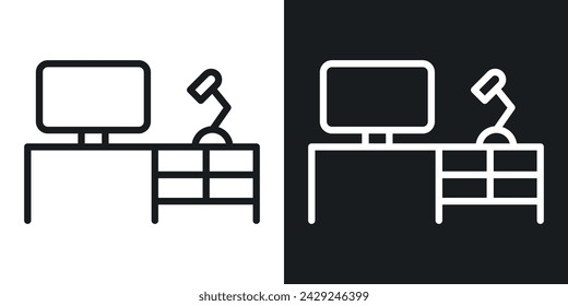 Workplace Icon Designed in a Line Style on White Background.