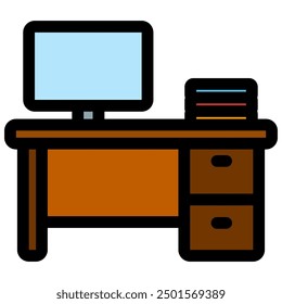 workplace icon with flat outline style