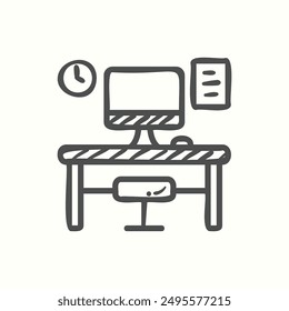 workplace icon, isolated handdrawn icon theme workplace