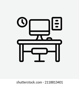  workplace icon, isolated office outline icon in light grey background, perfect for website, blog, logo, graphic design, social media, UI, mobile app, EPS 10 vector illustration