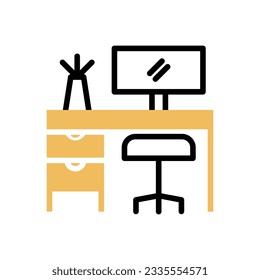 Workplace icon isolated on the white background, flat design vector illustration.