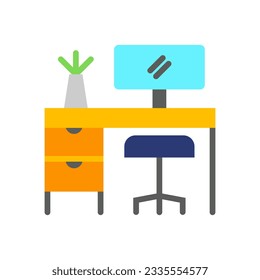 Workplace icon isolated on the white background, flat design vector illustration.
