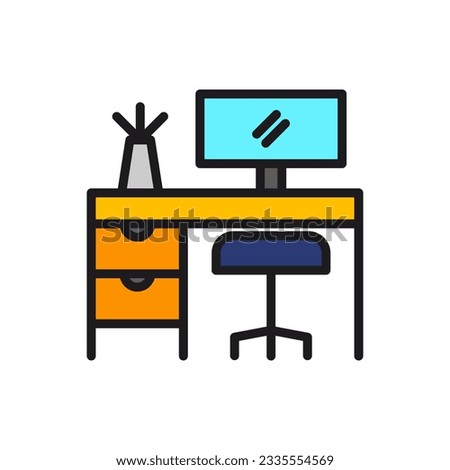 Workplace icon isolated on the white background, flat design vector illustration.