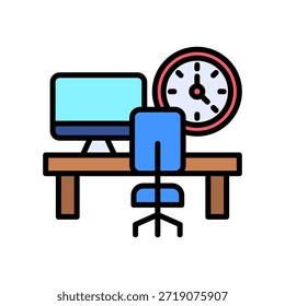 Workplace Icon Lineal Color Vector Illustration