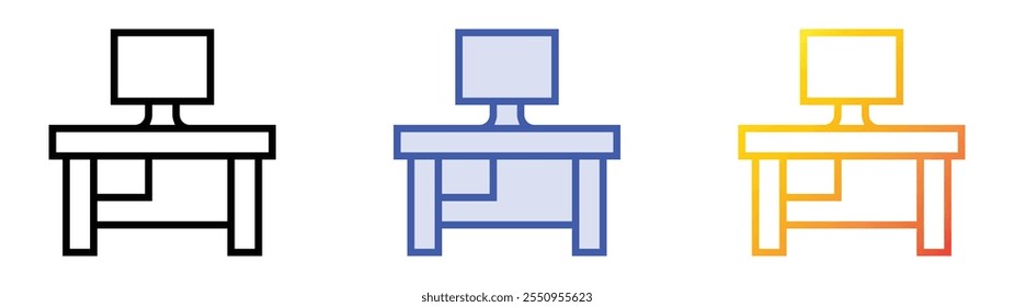 workplace icon. Linear, Blue Fill and Gradient Style Design Isolated On White Background