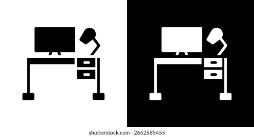 Ícone da área de trabalho definido em estilo de glifo preto. ilustração de vetor de coleção de silhuetas.