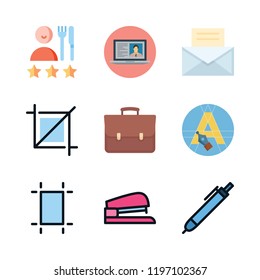 workplace icon set. vector set about mail, text editor, graphic tool and office material icons set.