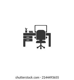 Icono de lugar de trabajo. Signo con trazo editable en vector plano moderno