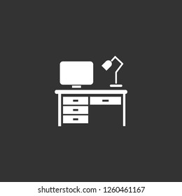 workplace icon vector. workplace sign on black background. workplace icon for web and app