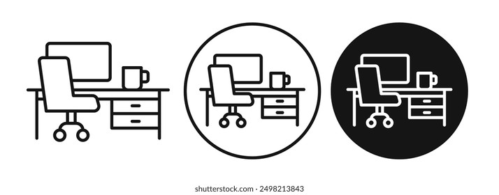 Workplace iconicon vector collection in outlined and solid style