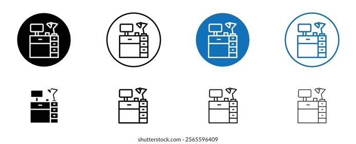 Workplace icons in black and blue colors