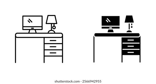 Workplace icons. black and white vector set.