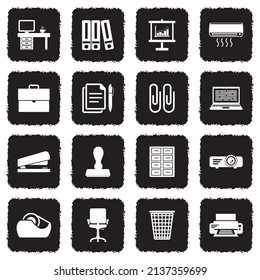 Iconos de trabajo. Diseño plano negro oscuro. Ilustración vectorial.