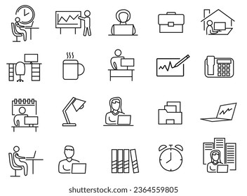 Workplace icons set vector illustration. business icon collection. editable
