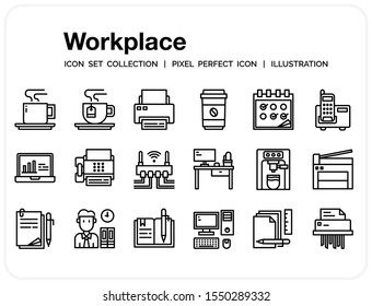 Workplace icons set,esign pixel perfect icons set. web design element  UI and UX, mobile app