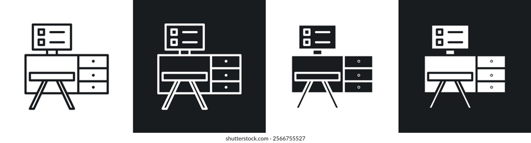 Workplace icons in Thin line black color. flat simple vector symbols illustration.