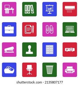 Iconos de trabajo. Colección Llanta Blanca En Cuadrado. Ilustración vectorial.