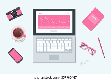 Workplace illustration. Desktop illustration. Isolated on background