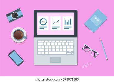 Workplace illustration. Desktop illustration. Isolated on background