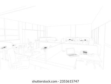 The Workplace Illustration. Hand drawn.