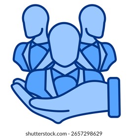 Arbeitsplatz Inklusion Symbol von Hand dargestellt, Mitarbeiter Blauer Stil.