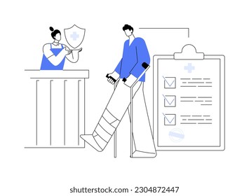 Workplace injury compensation abstract concept vector illustration. Employee getting injury compensation at work, insurance case, HR management, human resources, pursue career abstract metaphor.