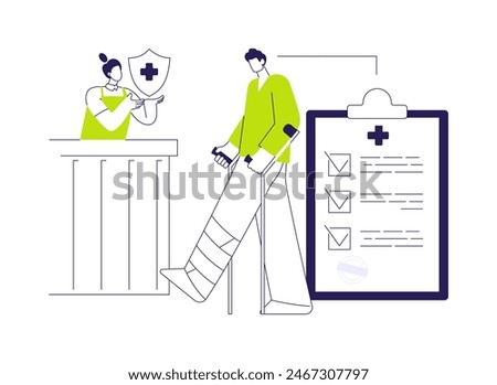 Workplace injury compensation abstract concept vector illustration. Employee getting injury compensation at work, insurance case, HR management, human resources, pursue career abstract metaphor.