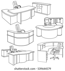 Workplace interior sketch. Hand drawn office interior