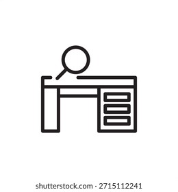 Ícone de investigação do local de trabalho simbolizando auditoria interna, descoberta de fatos e investigação de má conduta, representando conformidade legal de RH, coleta de evidências, aplicação de políticas e estratégia de gerenciamento de riscos.