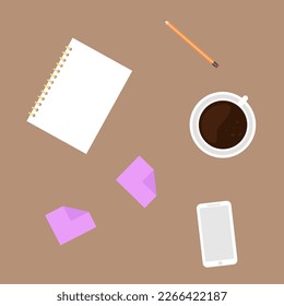 workplace isolated on  background.  top view. 