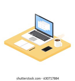 Workplace isometric vector illustration