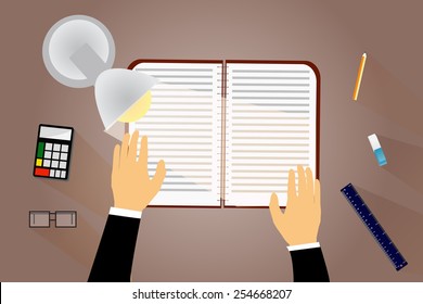 Workplace with lamp.