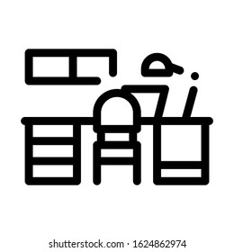 Workplace with Lamp Icon Vector. Outline Workplace with Lamp Sign. Isolated Contour Symbol Illustration