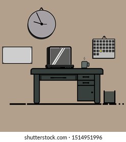 Workplace with a laptop. Computer desk with a laptop.
