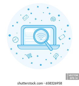 Workplace. A laptop. Email. Simple vector illustration.