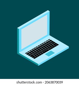 Workplace with laptop - modern vector isometric illustration